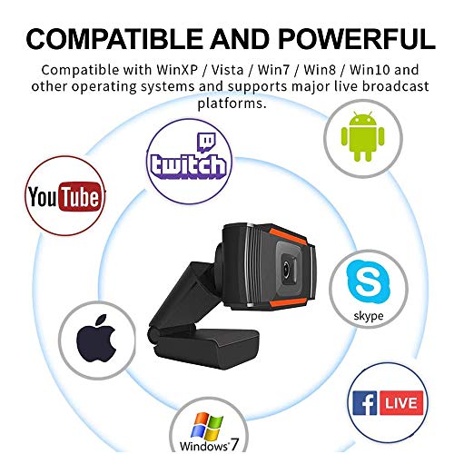 HD Webcam 720P with Microphone, PC Laptop Desktop USB Webcams, Pro Streaming Computer Camera for Video Calling, Recording, Conferencing, Gaming, 110-Degree Widescreen Web Camera with Rotatable Clip