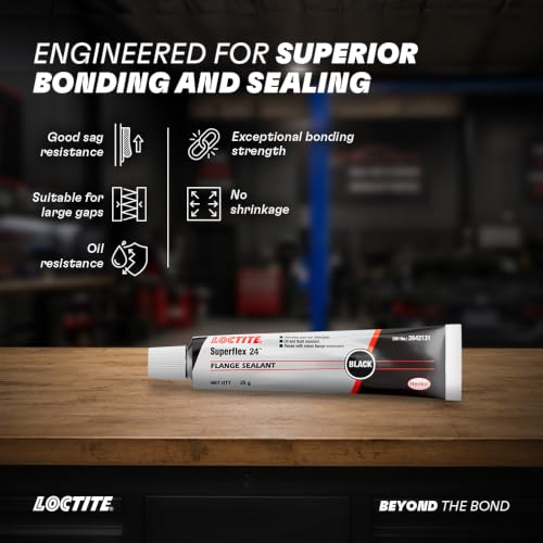 Image of LOCTITE Superflex 24 RTV Silicone Adhesive Sealant 25g (Pack of 5)| Black | Neutral Curing | Non-Sagging | Oil Resistant | Gasket Dressing & Replacement | Industrial & Automotive Sealing