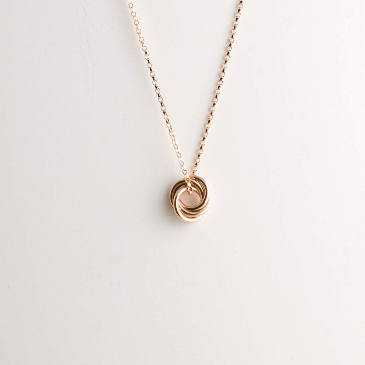 Amazon Com Mini Love Knot Necklace Rose Gold Filll Handmade Products