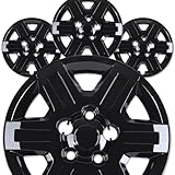 16” Hubcaps Fit for 2008-2016 Dodge Grand Caravan and 2008-2010 Chrysler Town & Country, ABS&PC Material Wheel Rim Covers for Steel Wheels, Bolt-On Installation, 16 Inch Black Lacquer 4-Pack