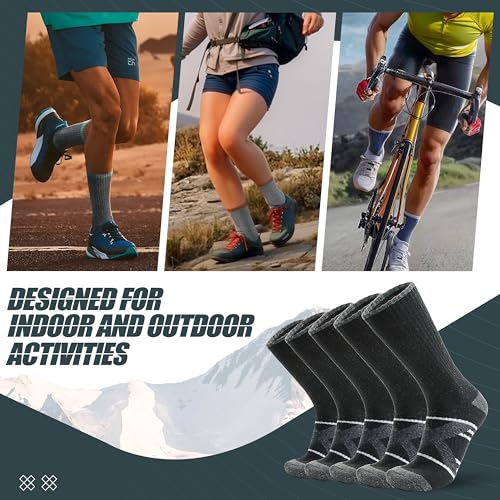 Image of ANTSANG 5 Pairs Merino Wool Hiking Socks for Men & Women Thermal Winter Warm Moisture Wicking Cushion Boot Socks