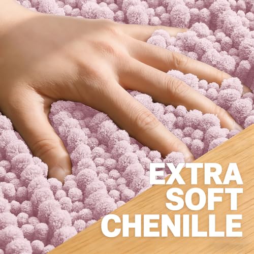 Image of OLANLY Bathroom Rug Mat 44x32, Thick Soft and Absorbent Chenille Bath Mat, Non-Slip Rubber Backing, Machine Washable Quick Dry Bath Rugs for Tub Shower Floor, Home Decor Accessories, Dusty Rose