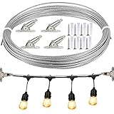 【Kit de cable de alambre】El paquete incluye 21 cables de alambre de jardín que incluye 1 cable de acero revestido de PVC de 10 metros, 2 mm para colgar, 4 códigos fijos para cuerda de alambre, 8 tornillos autorroscantes, 8 tacos blancos.