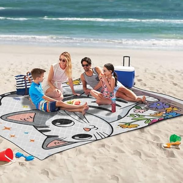 Водонепроницаемое портативное одеяло для вечеринок на открытом воздухе Beach Essentials 202 x 300 см для женского пикника возраст 30 лет милая американская короткошерстная кошка