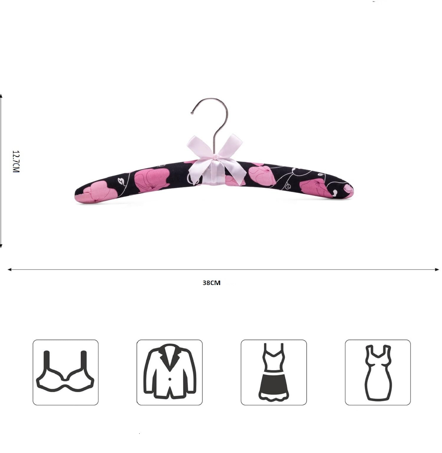 Xiabing Anti-Slip Satin Padded Clothes Hangers with Rotatable Hooks No Shoulder Bump for Women Heavy Sweaters Coats, Suits (5, Pink) - Image 3