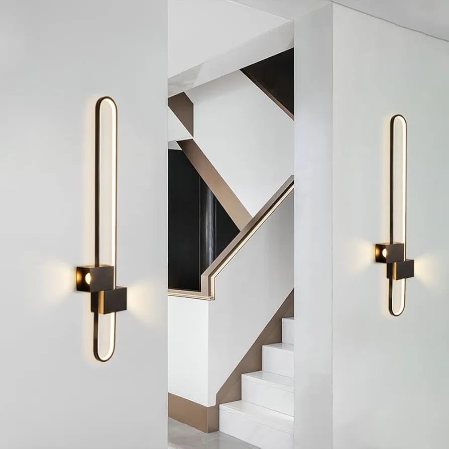 Image of Glowave Modern Black Oblong LED Long Tube Wall Light for Bedroom Bedside Living Romm Hallway - Tricolour | Warm White, White, Natural White | (600mm)