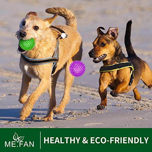 Me.fan 3.5'' Squeaky Dog Toy Balls [8 Pack] Spiky Dog Balls/Puppy Chew Toys For Cleaning Teeth And Gum Health/Squeaker Ball Toys For Aggressive Chewers #TOP4
