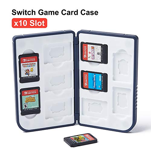 Game Card Case For Nintendo Switch (2019 & 2021 Oled),Nintendo Switch Lite, Leyusmart 10 Game Cards & 10 Memory Sd Cards Strorage Holder, Gameboy Portable Slim/Small Size Case Blue #TOP1