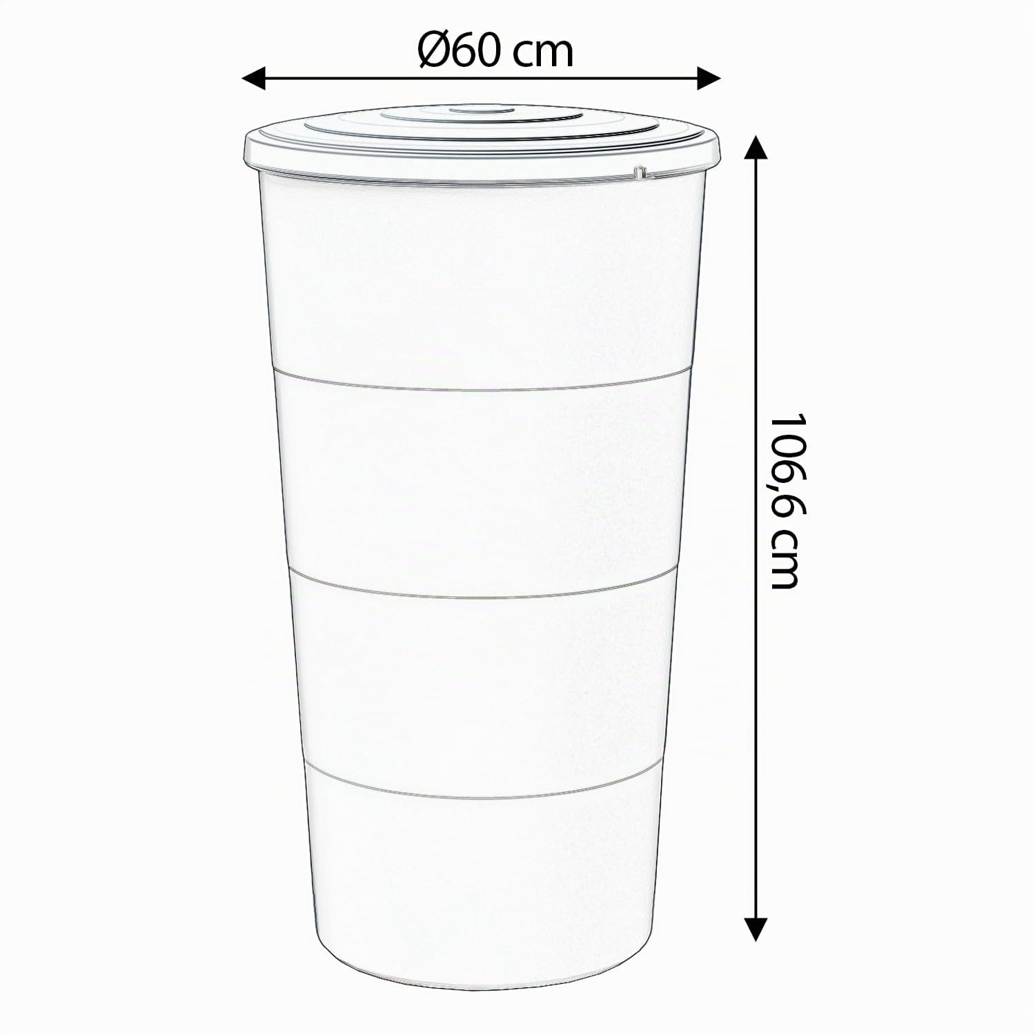 Depósito de agua de lluvia suave 200 l | Ø60 x 106,6 cm | Incluye grifo y sistema de recogida de agua | Cisterna de jardín | Color negro diseño moderno