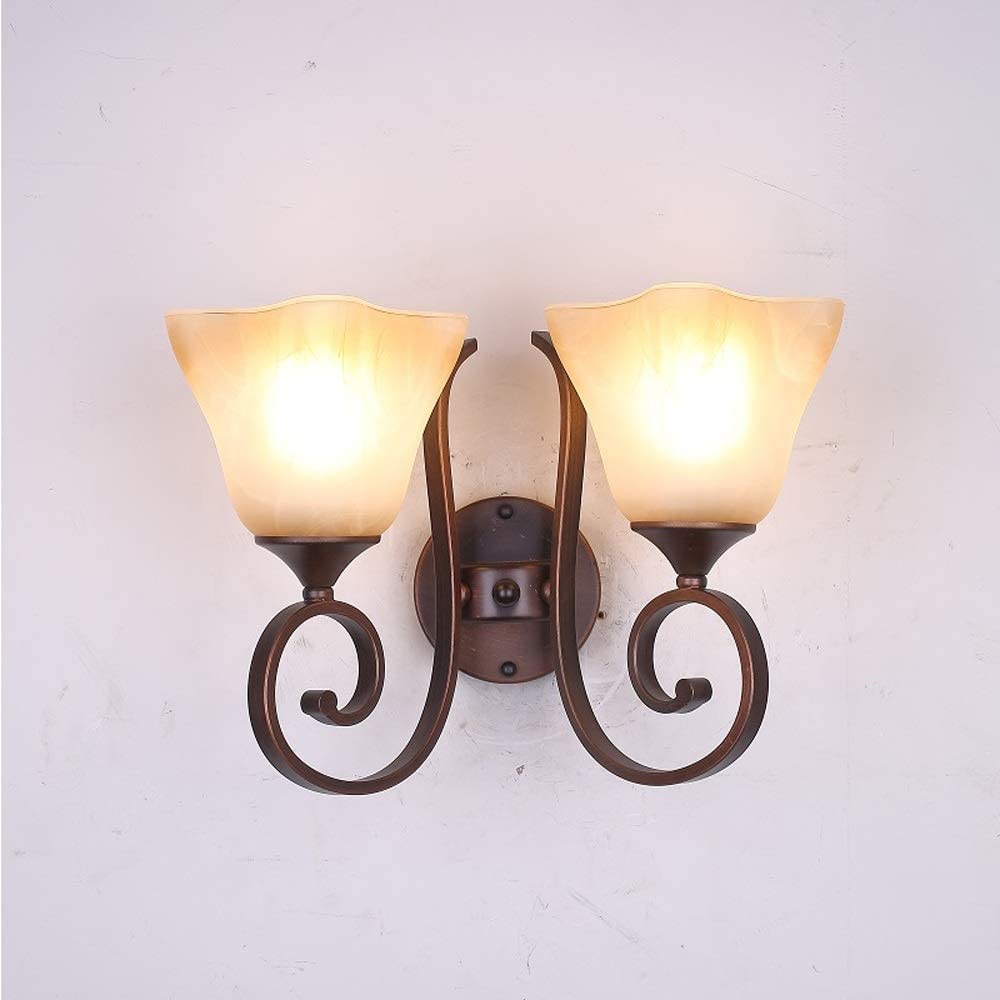 IUokLU Wall Sconce Lighting Antique Loft Lighting Wall Sconce Lamp Vintage Iron Metal Corridor Aisle Glass Wall Light Staircase Aisle Decorative Retro Wall Lantern Balcony Garden Garage W