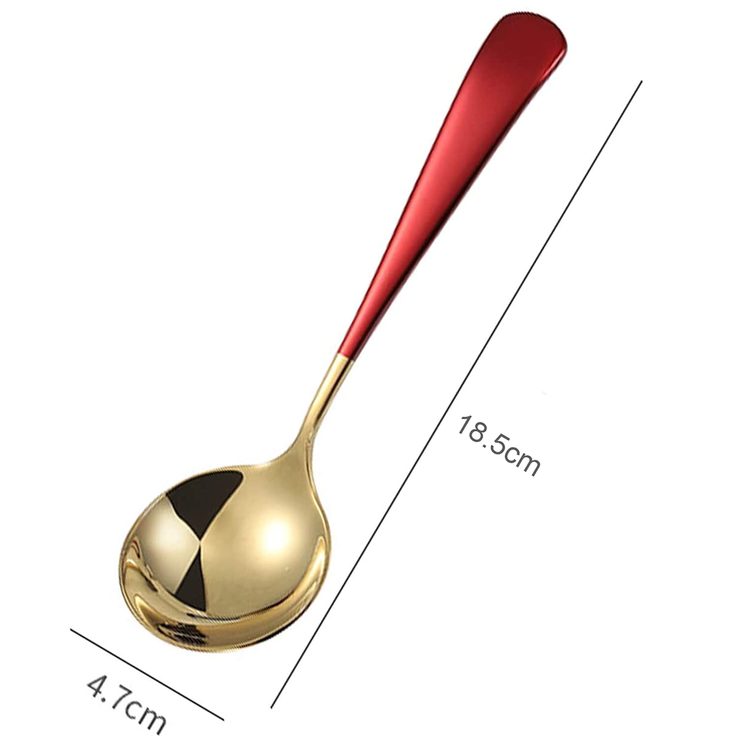 Golden Round Head Spoons, sus 304 Modern and Fashionable Thick 7.2 in Spoon Used for Soup, Grain, Dessert, Fruits, Milk Tea, Coffee (Set of 6) — Amazon image 8