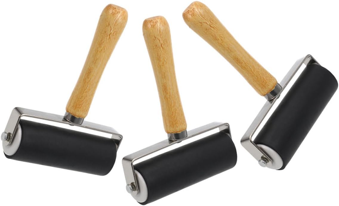 NAMOARLY 3pcs Black Printmaking Ink Rollers for Crafting, Ink Painting, and Stamping, Rubber DIY Art Printmaking Tools for Relief Printing and Craft Projects