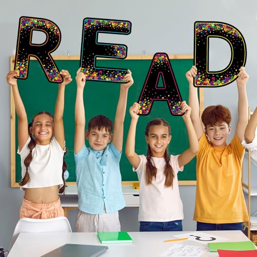 Sereliy 4 Pcs Large Reading Posters for Classroom, Single READ Letter Bulletin Board, Colorful Reading Wall Decor for Classroom Preschool Primary Middle High School.(Read Black) - Image 6