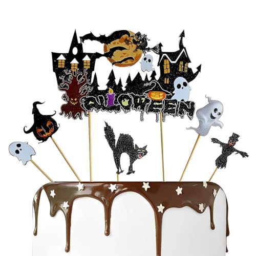 6 peças decoração para bolos de Halloween, festa de Halloween pastel, Topper Cupcake Halloween, decoração Cupcake Halloween, Halloween Cupcake Topper para festa de Halloween, aniversário para crianças