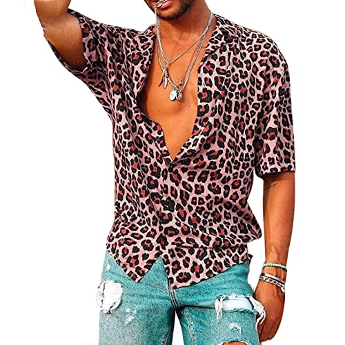 Chemise imprimé léopard homme rouge pour vos soirées d'été rétro