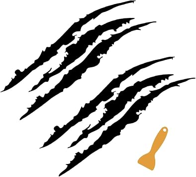 2 PCS Car Claw Mark Decals, 15.8 Inch Vehicle Reflective Decals, Automotive Monster Claw Mark Vinyl Stickers, Universal for Most Cars Black