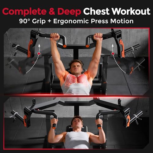 Image of FEIERDUN SO2 Chest Press Machine, Heavy-Duty Bench Press Machine with 4-Level Adjustable Independent Converging Arms, Unique Adjust Bench Design, Strength Training Equipment