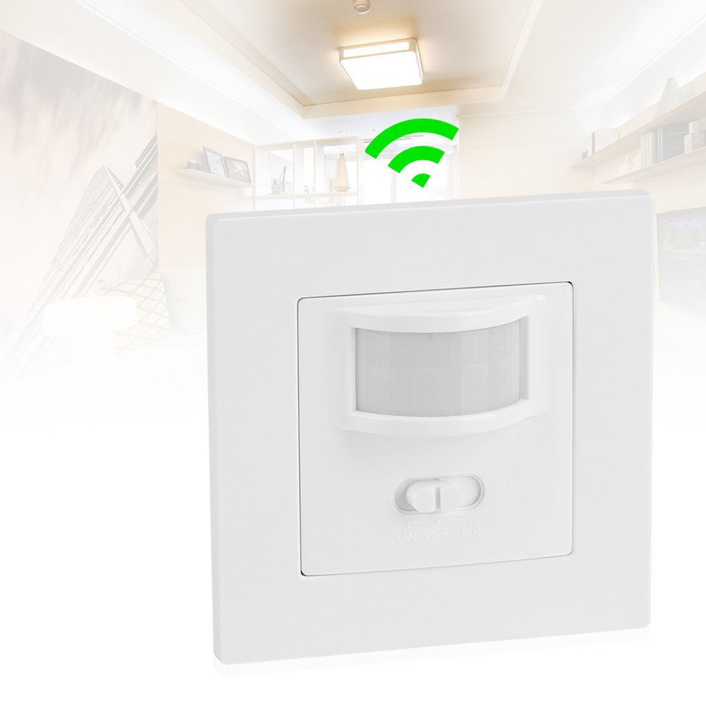 Capteur D'occupation PIR Motion Light Switch, AC 110V-240V PIR Sensor Light Switch Indoor, Wall Flush Mounted on Off Switch