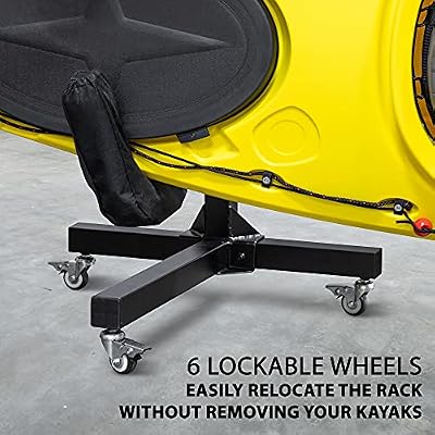 رف تخزين RaxGo Freestanding Kayak ، تخزين للخدمة الشاقة لـ Two-Kayak ، SUP ، Canoe & amp؛ لوح مجداف للداخلية ، في الهواء الطلق ، كراج ، سقيفة ، أو رصيف ، ارتفاع قابل للتعديل