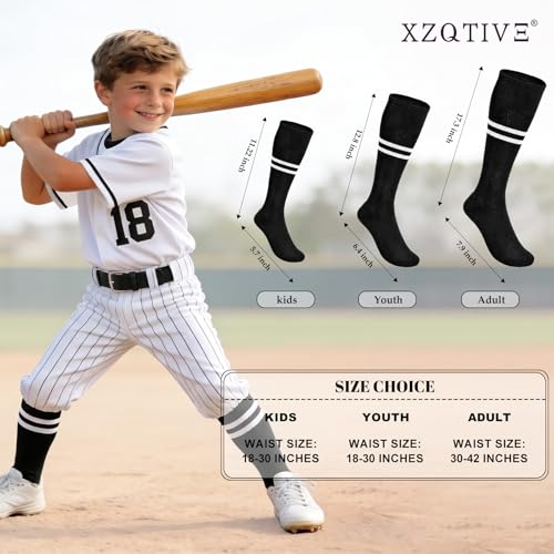 Image of XZQTIVE Baseball Softball Socks and Belt Combo Set Adjustable Softball Socks and Elastic Belt for Kids Youth Adult