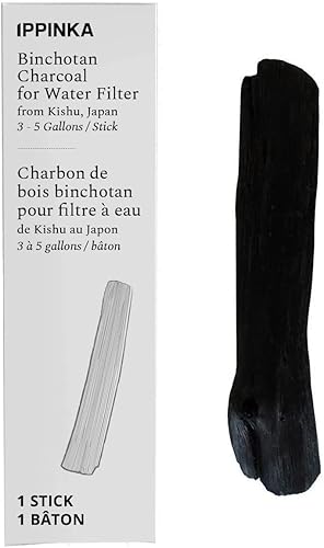 XL Binchotan Charcoal de Kishu, Japón, barra purificadora de agua para agua de gran sabor, 1 barra, filtra 3-5 galones de agua