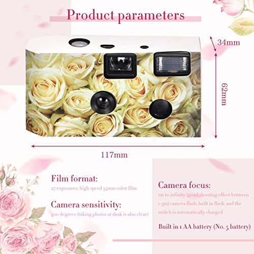 12 Pack Disposable Camera For Wedding Single Use Film Camera With Flash For Wedding, Anniversary, Travel, Camp, Party Supply (Yellow Rose) #TOP3