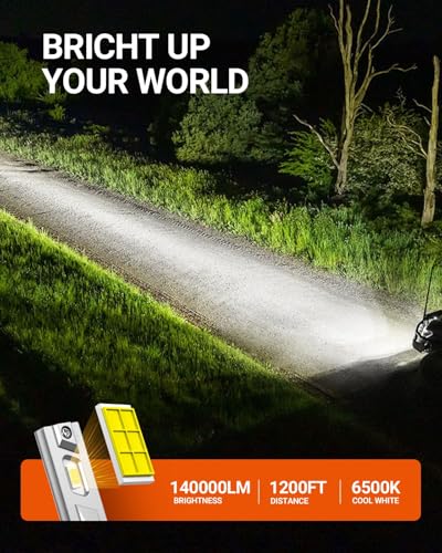 Image of SEALIGHT 9005 H11 Bulbs, 180,000LM 1400% Brightness, HB3 H8 /H16 /H9 6500K Cool White LED Bulbs, IP68 Waterproof 70000Hrs Lifespan, 5X Heat Dissipation driving LED Bulbs, Plug and Play, 4 Pack