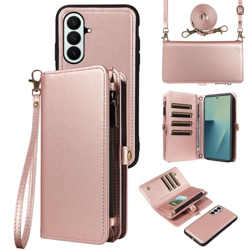 Housse Samsung Z Fold 7 or rose avec bandoulière pour vos sorties