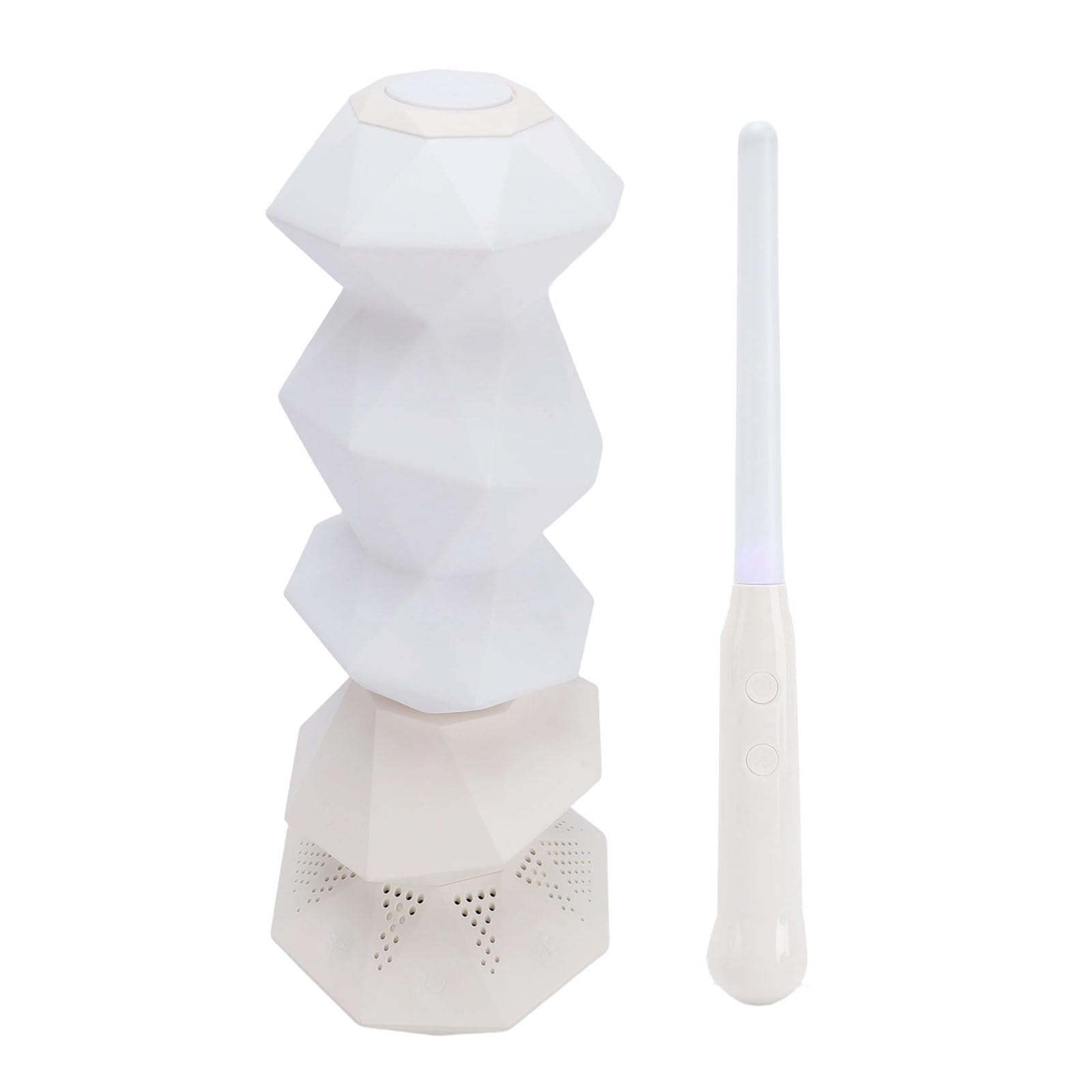 PUSOKEI Lampada Notturna Musicale a Forma di Cristallo con modalità di Rotazione e Sincronizzazione Musicale per L'atmosfera della Sala Giochi (WHITE)