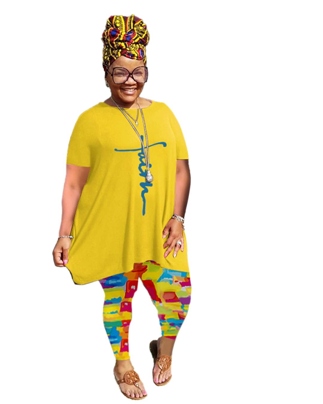 YeGine Women Plus Size 2 Piece Outfits Short Sleeve Top and Legging Pant Set Lounge Sets Tracksuit