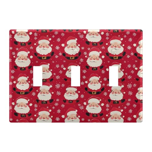 Light Switch Cover Christmas Santa Claus Snowflake Wall Plates for Electrical Outlets 3 Gang 202b7164