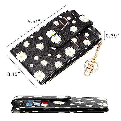 Image of Badiya Slim Women Wallet RFID Blocking Bifold Compact 9 Card Slots Holder Wallets Soft Leather with Zipper Coin Pocket 2 ID Window