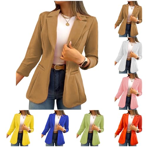 Women's Long Sleeve Blazer Business Casual Jacket Open Front Lapel Cardigan Work Office Suit Jacket with Pockets3