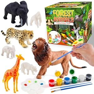 FUNZBO Kids Painting Set – Arts and Crafts, Art Set with Art Supplies, Painting Tools, and Animal Toys, Birthday Gifts for Kids, Toys for Girls, Boys 3-9 Years Old (Forest Theme)