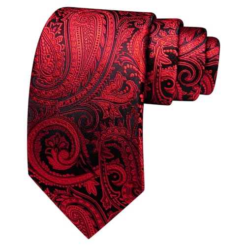 Image of YOHOWA Mens Ties Set Wedding Paisley Neckties with Handkerchief Cufflinks Formal Business