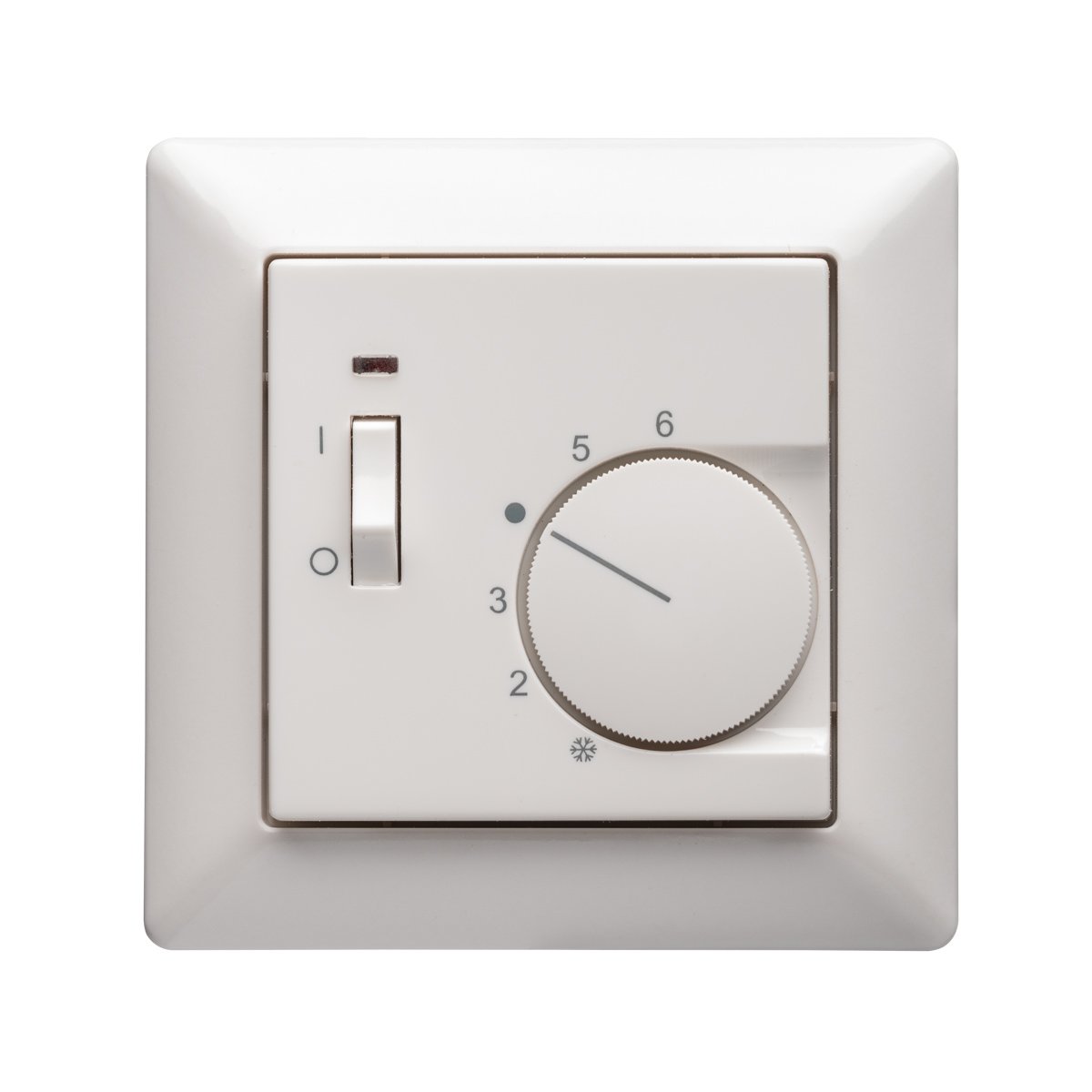Halmburger Raumthermostat RTR-5513rg inkl. Jung AS 500 Rahmen AS581WW in alpinweiß mit Abdeckung 55x55mm, Öffner mit Schalter EIN/AUS für Fußbodenheizung Stellantriebe 230V (NC)