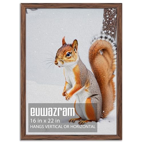 euwazram Rustic Walnut 16x22 Frame - Single Frame 16 x 22 Poster Frame for Artwork Puzzles Photos and Movie Posters Picture Frames