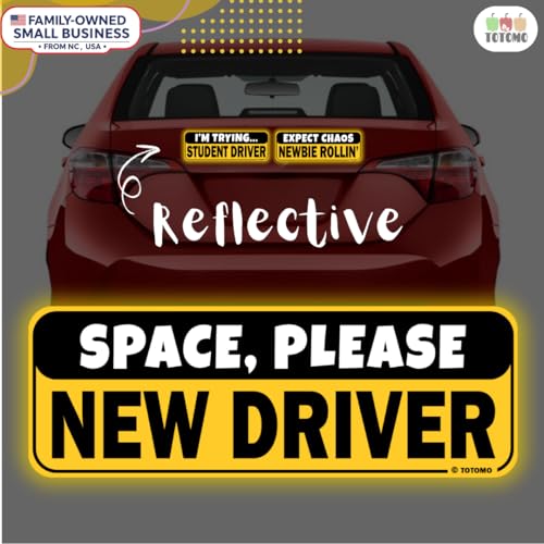 Image of Student Driver Magnet for Car Magnetic Reflective Vehicle Safety Sign for New Rookie Learner Drivers Removable Bumper Sticker Please Be Patient (3 Magnet Set)