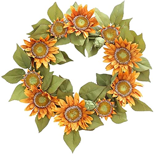 Couronne de porte d'entrée tournesols en soie réaliste durable