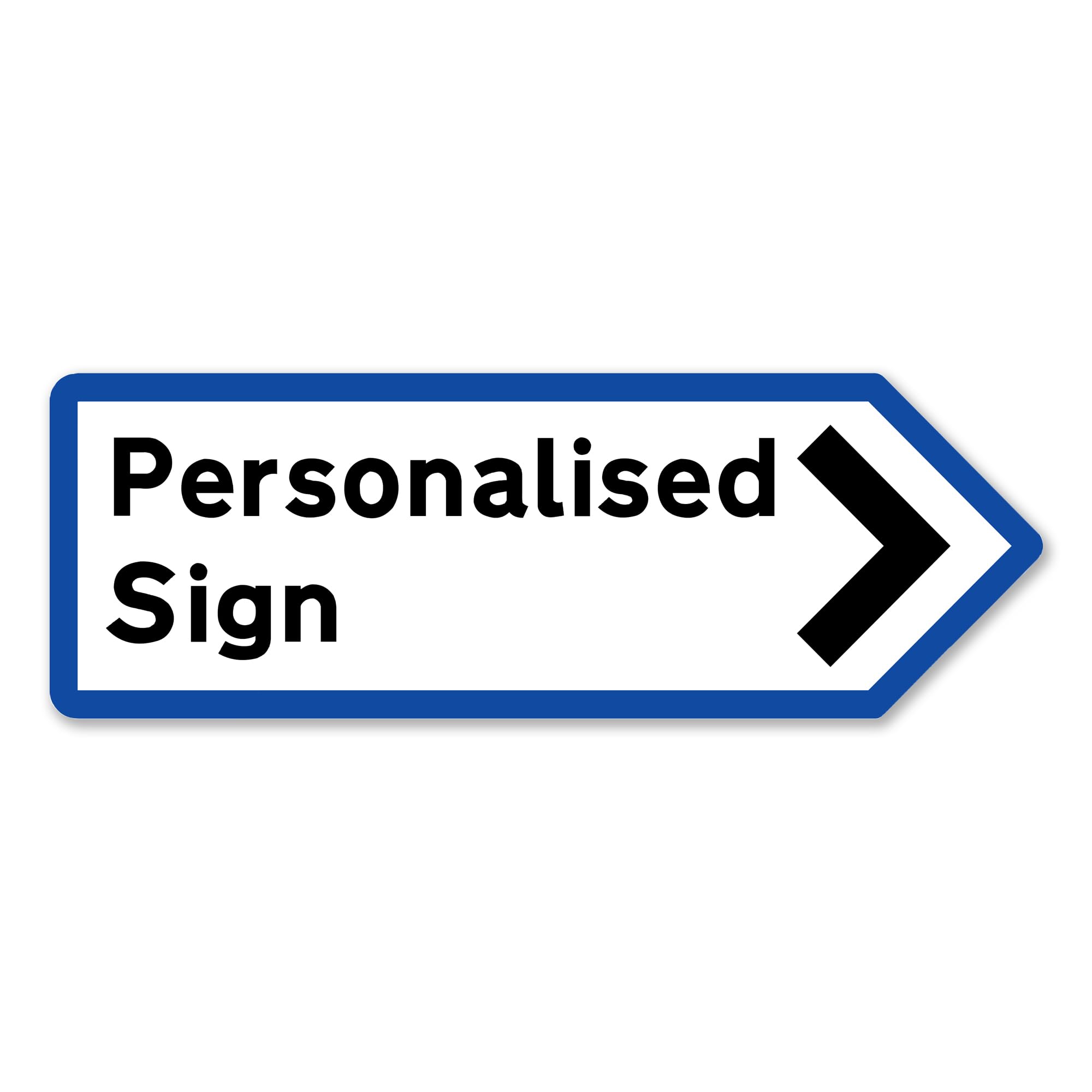 Generic Personalised UK Road Direction Arrow | Medium (29x10cm) - Pointing Right, Blue - Clean Look, Vintage Style