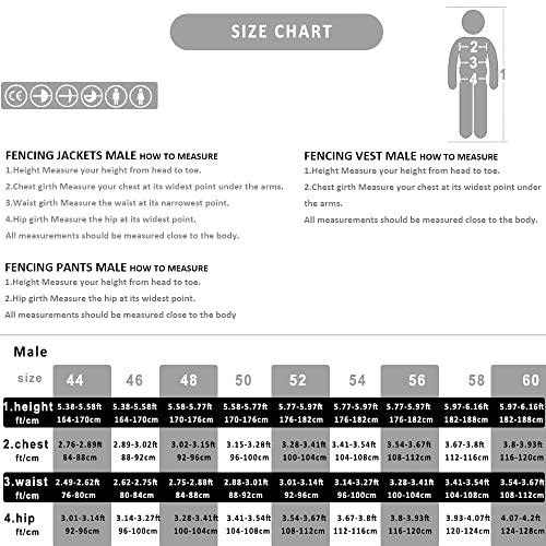 Threewot Fencing Uniform Suit,Classic Male Jacket Pants Vest For Foil Epee Sabre (Jacket(Left Hand), 46) #TOP6