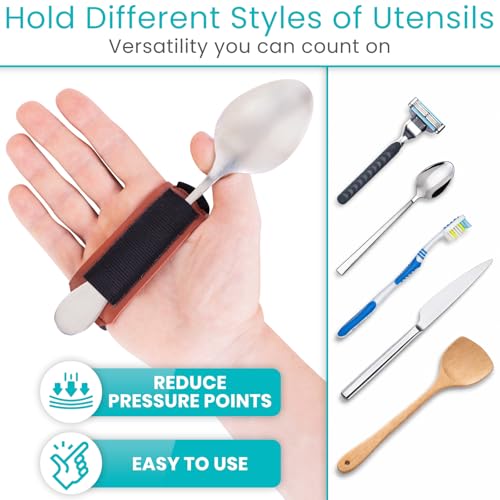 Vive 2 Pack Adaptive Utensil Strap Holder - Adjustable Hand Cuff for Holding Utensils - Parkinsons Aids for Living - Adaptive Equipment for Disabled Adults - Assistive Eating Device for Tremors - Image 5