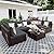 UPHA 7 Pieces Patio Furniture Sets Outdoor Sectional Sofa Wicker Conversation Couch for Decks, Backyards, Gardens, Brown Rattan, Dark Gray Cushion