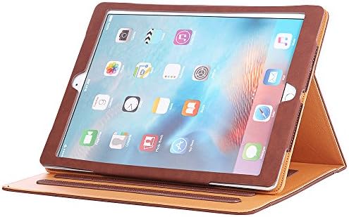 I4UCase Apple iPad 9.7 Inch 2017/2018 (5th/6th Generation) Case - Soft Leather Stand Folio Case Cover for iPad 9.7 Inch 2017, with Multiple Viewing Angles, Auto Sleep/Wake, Document Pocket (Brown)