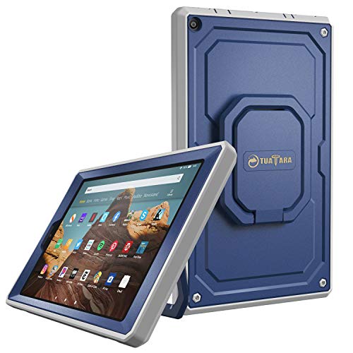Fintie Case for Amazon Fire HD 10 (7th and 9th Generations, 2017 and 2019 Releases) - [Tuatara Magic Ring] 360 Rotating Multi-Functional Grip Carry Cover w/Built-in Screen Protector, Navy