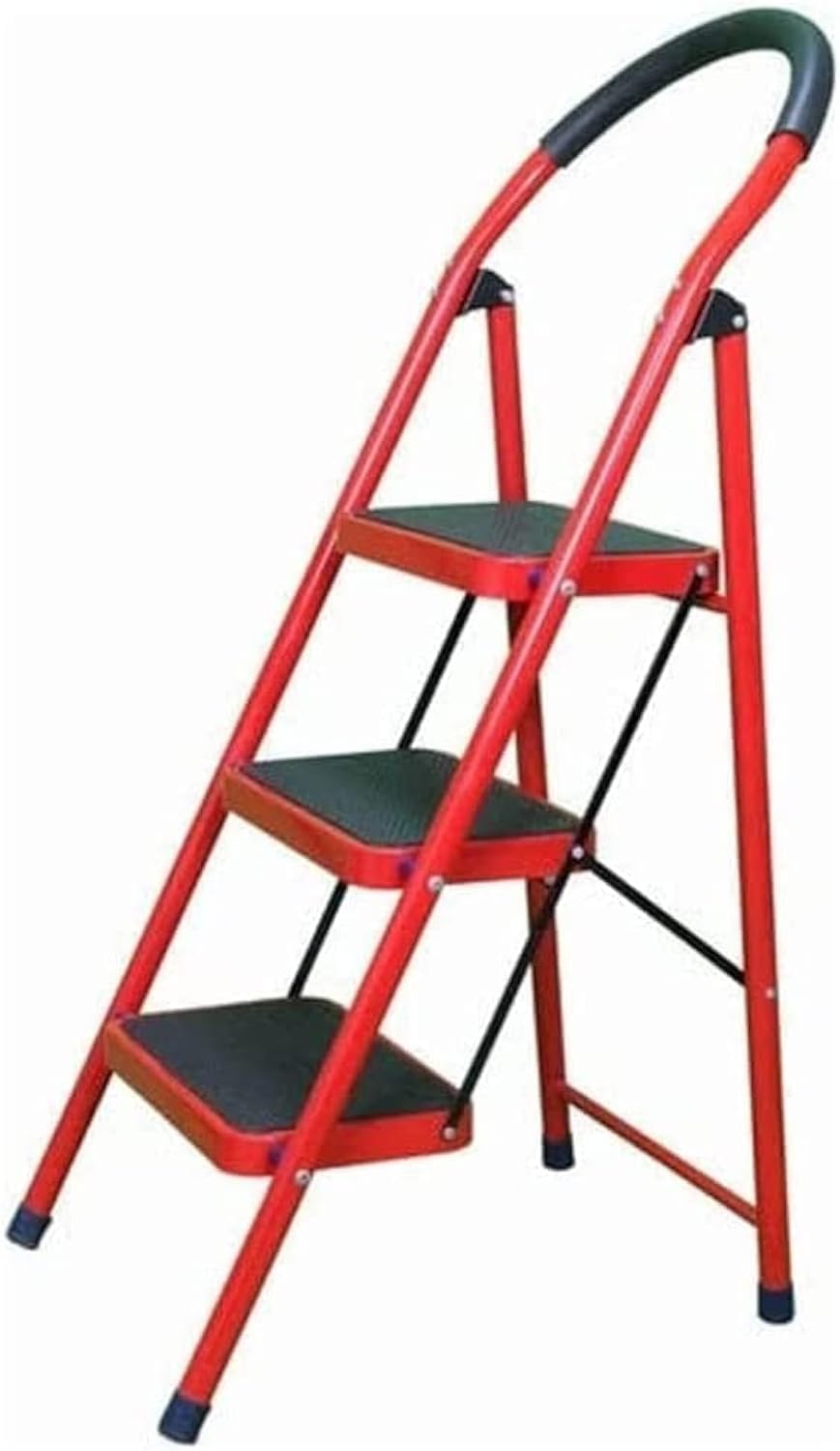 Household Ladder Folding Multifunctional Herringbone Ladder Thicken High Strength Carbon Steel Indoor Stair Stool Climbing Ladder,Red,3 Step, Climbing Ladder 3 Step