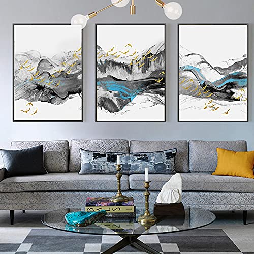 Images murales pour chambre à coucher triptyque art moderne géométrique