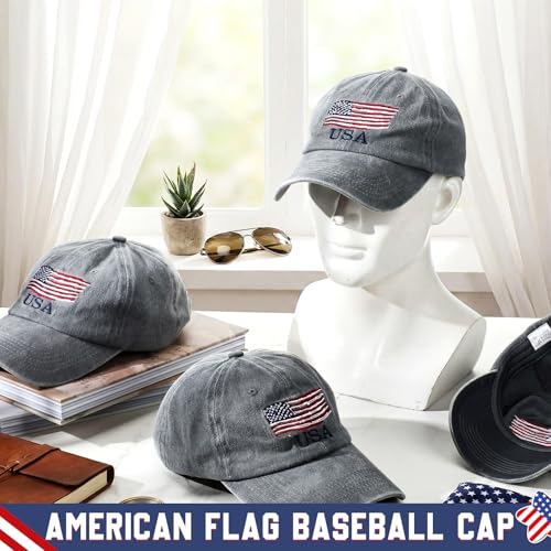 Image of Geyoga 4 Pack USA Flag Baseball Cap Washed