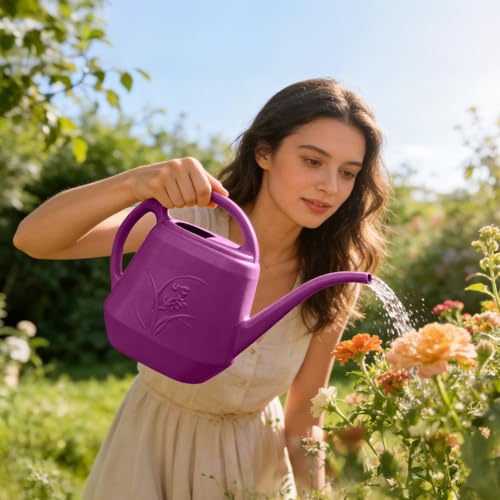 Image of Plastic Watering Can - 1 /2 Gallon - Rose Red
