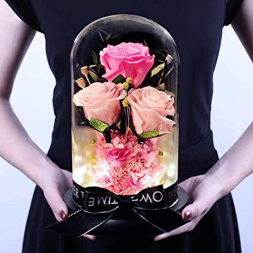 プリザーブドフラワー ボックス プレゼント 永遠の花 バラ ledライト ギフト ガラスドーム ケース入り ラッピング済み ぶりざーどフラワー 薔薇 フラワーライト ドライフラワー アレンジ 枯れない花 女性 妻 花 男性 上司 結婚祝い 入学祝い 卒業祝